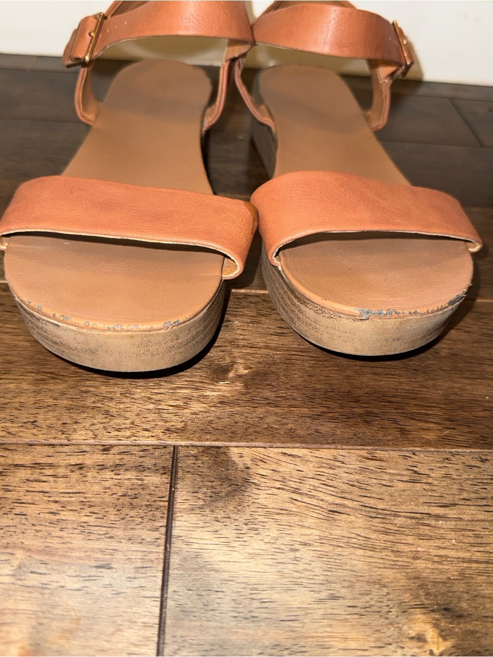 Sammi Women’s Size 10M Tan Cognac Ankle Strap Flat Sandals Buckle - Picture 3 of 5